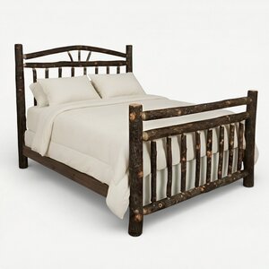 Amish Wagon Wheel Rustic Hickory Bed