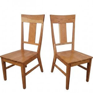 Outlet Cherry Wood Slat Back Dining Chair Set In-Stock (Set of 2)