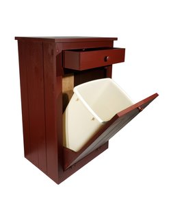 Pine Tilt-Out Trash Bin in Cranberry Red Paint In-Stock - DutchCrafters Exclusive