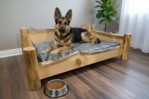 Rustic Pine Log Dog Bed - Choose Size