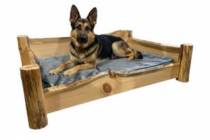 Rustic Pine Log Raised Dog Bed - Choose Size