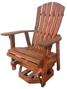 Cedar Wood Swivel Glider Chair with Lumbar Support