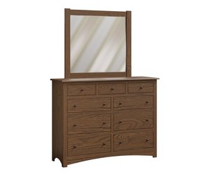Nash Solid Wood Minimalist 9-Drawer Dresser with Optional Mirror