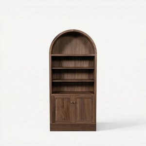 Arched Modern Bookshelf Cabinet with Doors