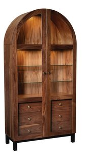 Arched Modern Storage Cabinet with Glass Doors