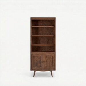 Enrich Mid-Century Modern Bookcase with Double Doors