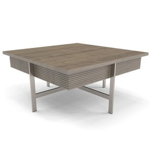 Hadley Contemporary Fluted Coffee Table with Metal Base