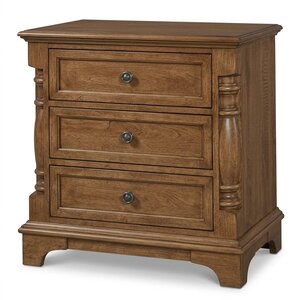 Kenoska Traditional 3-Drawer Nightstand
