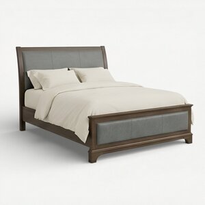 Amish Kenoska Leather Upholstered Sleigh Bed