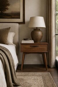 Kirtland Mid-Century Modern 1-Drawer Open Nightstand