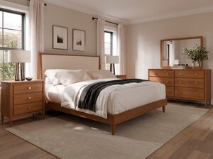 Solid Wood Simplicity Modern 3-Piece Bedroom Furniture Set