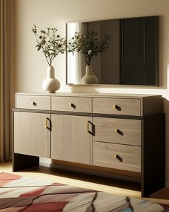 Cascade Modern Credenza Cabinet with Double Doors and Drawers 64" - 84" Width