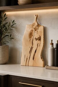 Large Solid Maple Wood with Live Edge Charcuterie Cutting Board In-Stock