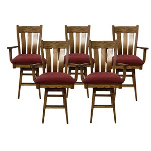 Outlet: Oak Wood Mission Swivel Bar Stools In-Stock (Set of 5)