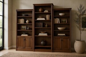 Rivenspire Traditional 3-Piece Wall Bookcase Unit with Column Accents