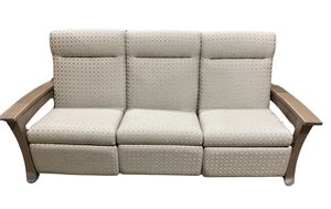 Outlet: 88" Wide Oak Wood Frame Wall Hugger Reclining Sofa In-Stock