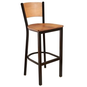 Modern Metal and Wood Restaurant Counter and Bar Stools
