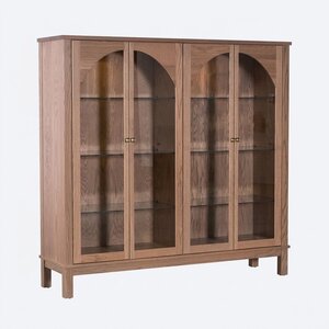 Cade Modern 4-Door Curio Display Cabinet with Arched Glass Doors