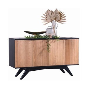 Mid-Century Modern Sideboard Cabinet with Fluted Doors