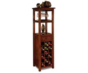 Baird Maple Wood Tall Narrow Wine Cabinet Tower - Quick Ship