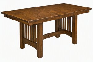 Outlet Maple Wood Mission Trestle Dining Table In-Stock
