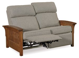 Noble Mission Comfy Bustle Back Wall Hugger Recliner Loveseat Sofa