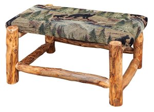 Handcrafted Rustic Cabin Decor Upholstered Log Ottoman