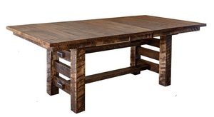 Emmett Rustic Rough Cut Maple Wood Trestle Table with Slatted Base