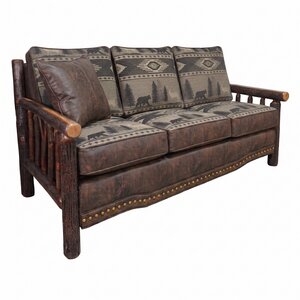 Handcrafted Luke Rustic Hickory Log 77" Sofa
