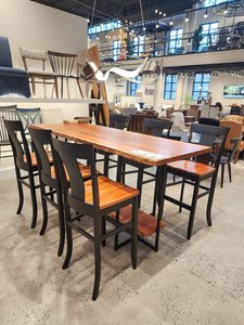 Live Edge Bar Table with Six Bar Stools In-Stock & Ready to Ship