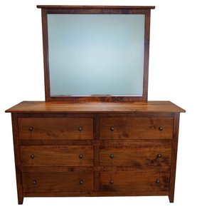 Haven Rough-Cut Maple Wood 6-Drawer Dresser with Optional Mirror - Quick Ship