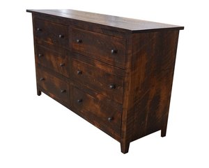 Handcrafted Grace Rustic Rough-Cut Maple Wood 6-Drawer Dresser - Quick Ship