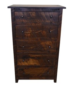 Handcrafted Grace Rustic Rough-Cut Maple Wood 5-Drawer Chest of Drawers - Quick Ship