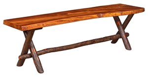 Big Creek HickoryBackless Bench with Live Edge Top - Quick Ship