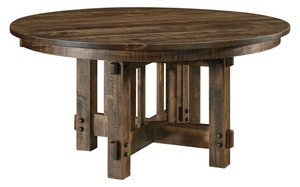 Dutton Rough Sawn Wormy Maple Wood Mission Round Dining Table