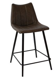 Crafted Modern Bucket Counter and Bar Stool with Channel Stitch and Metal Base