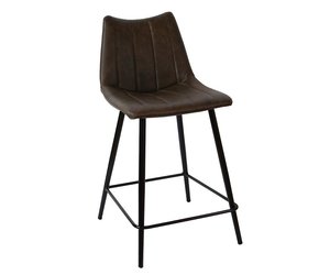 Crafted Modern Bucket Counter and Bar Stool with Channel Stitch and Metal Base