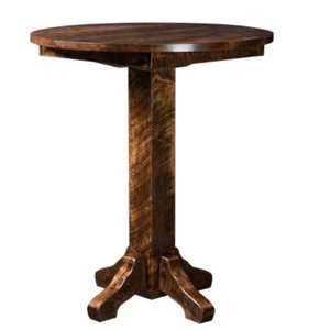 Rough-Cut Maple Wood Round Pub Table