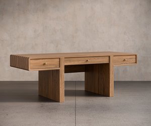 Handcrafted Solid Wood Cabot Modern Executive Desk