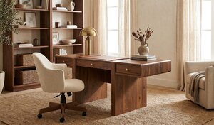 Handcrafted Solid Wood Cabot Contemporary Executive Desk