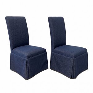Outlet Farmhouse Parsons Chair with Skirt In-Stock (Set of 2)