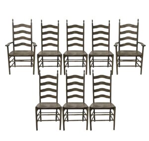 Outlet Oak Wood Ladderback Dining Chair Set of 8 In-Stock