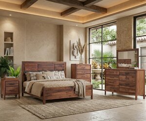 Flynn Modern 4-Piece Bedroom Set - Panel or Upholstered Headboard
