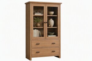 Alpine Solid Wood Contemporary Bookcase with Doors and Drawers - Choose Height