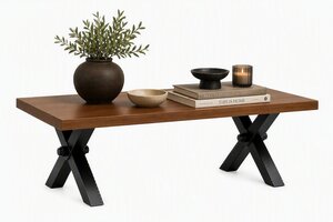 Hillsview Solid Wood Contemporary Coffee Table with X Base