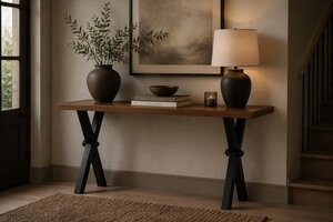 Hillsview Solid Wood Contemporary Sofa Table with X Base