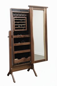 Live Edge Floor Mirror with Jewelry Storage