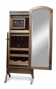 Antique Full Length Cheval Mirror with Jewelry Storage