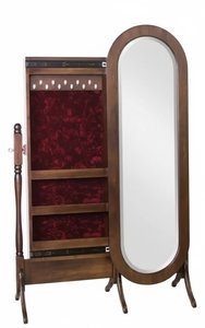 Oval Full Length Cheval Mirror with Jewelry Storage