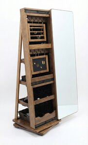 Rotating Jewelry Armoire with Sliding Mirror